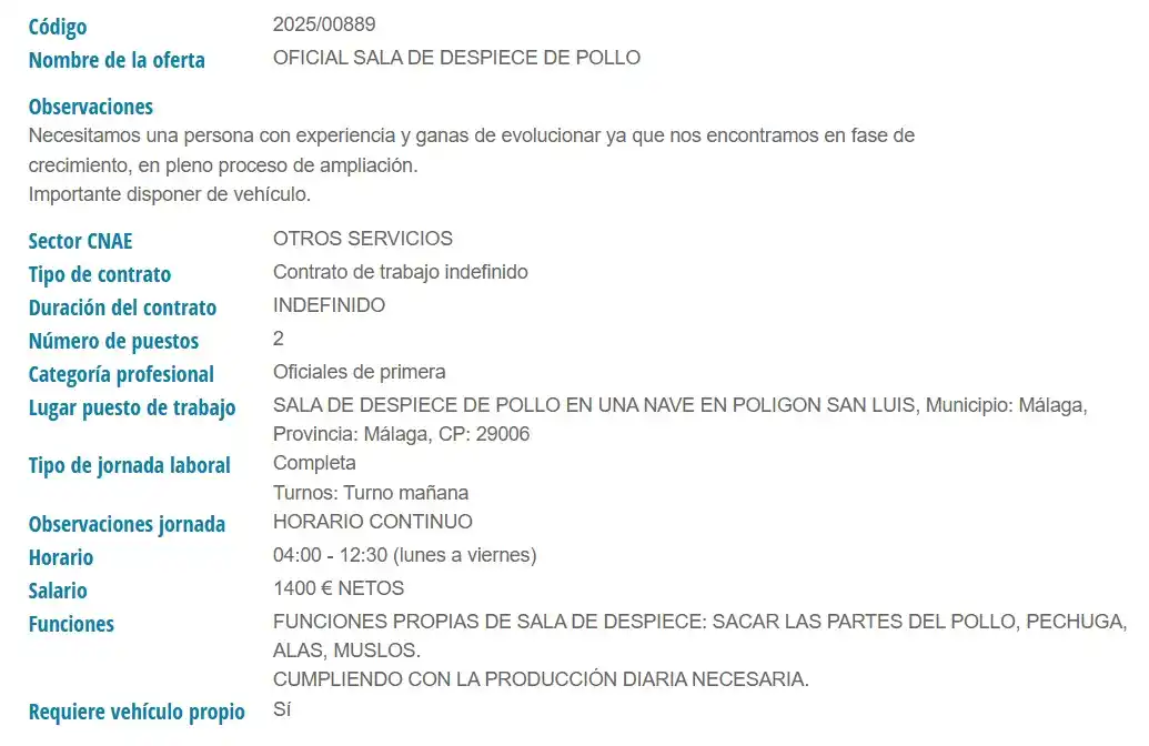 Image from ÁLORACTIVA (IU): 💼 | *EMPLEO*  *DOS PUESTOS OFICIAL SALA DE DESPIECE DE POLLO*  📢 *Em...