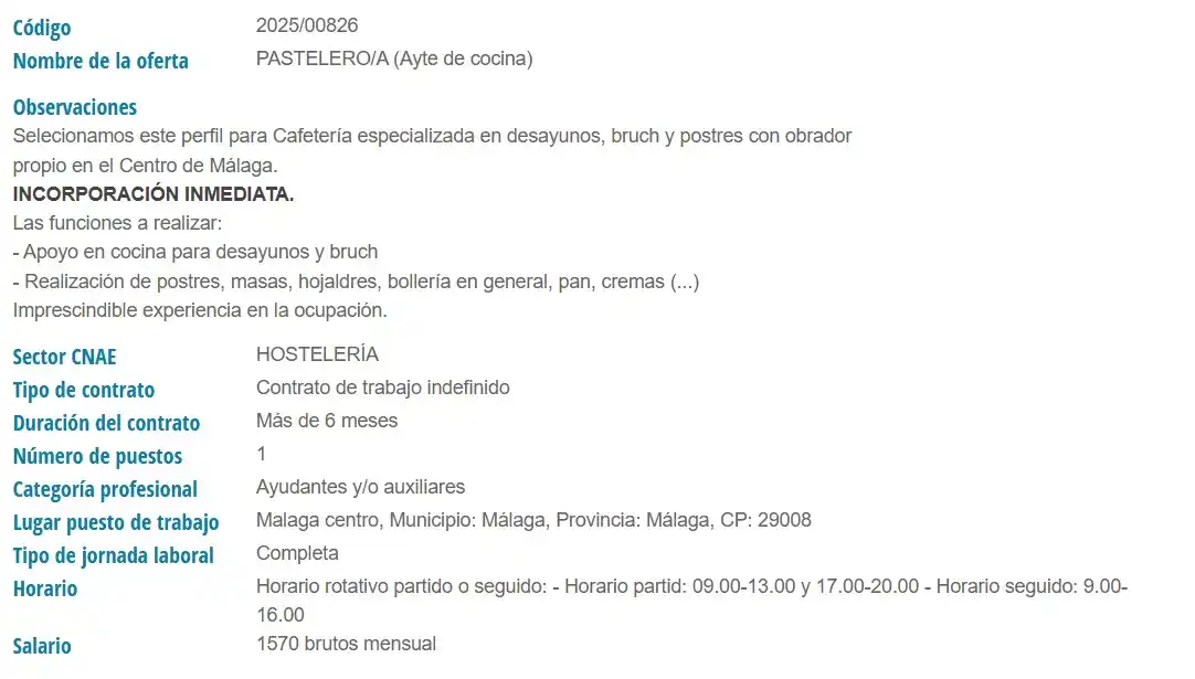 Image from ÁLORACTIVA (IU): 💼 | *EMPLEO*  *PASTELERO/A*  📢 *Empresa*: Cafetería  🌍 *Lugar:* Mál...