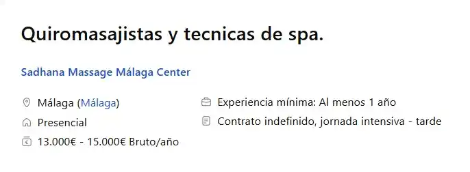 Image from ÁLORACTIVA (IU): 💼 | *EMPLEO* *QUIROMASAJISTA Y TÉCNICAS DE SPA* 📢 *Empresa*: Sadha...