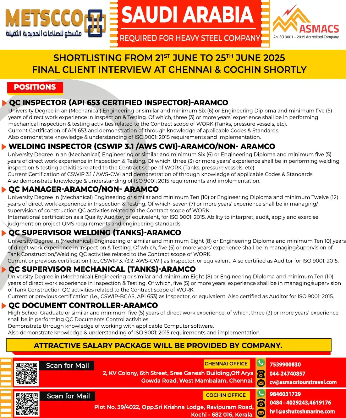 Image from Asmacs Jobs: 🌟Exciting SAUDI ARABIA Opportunities! 🌟 ⚡ Shortlisting in Progress...