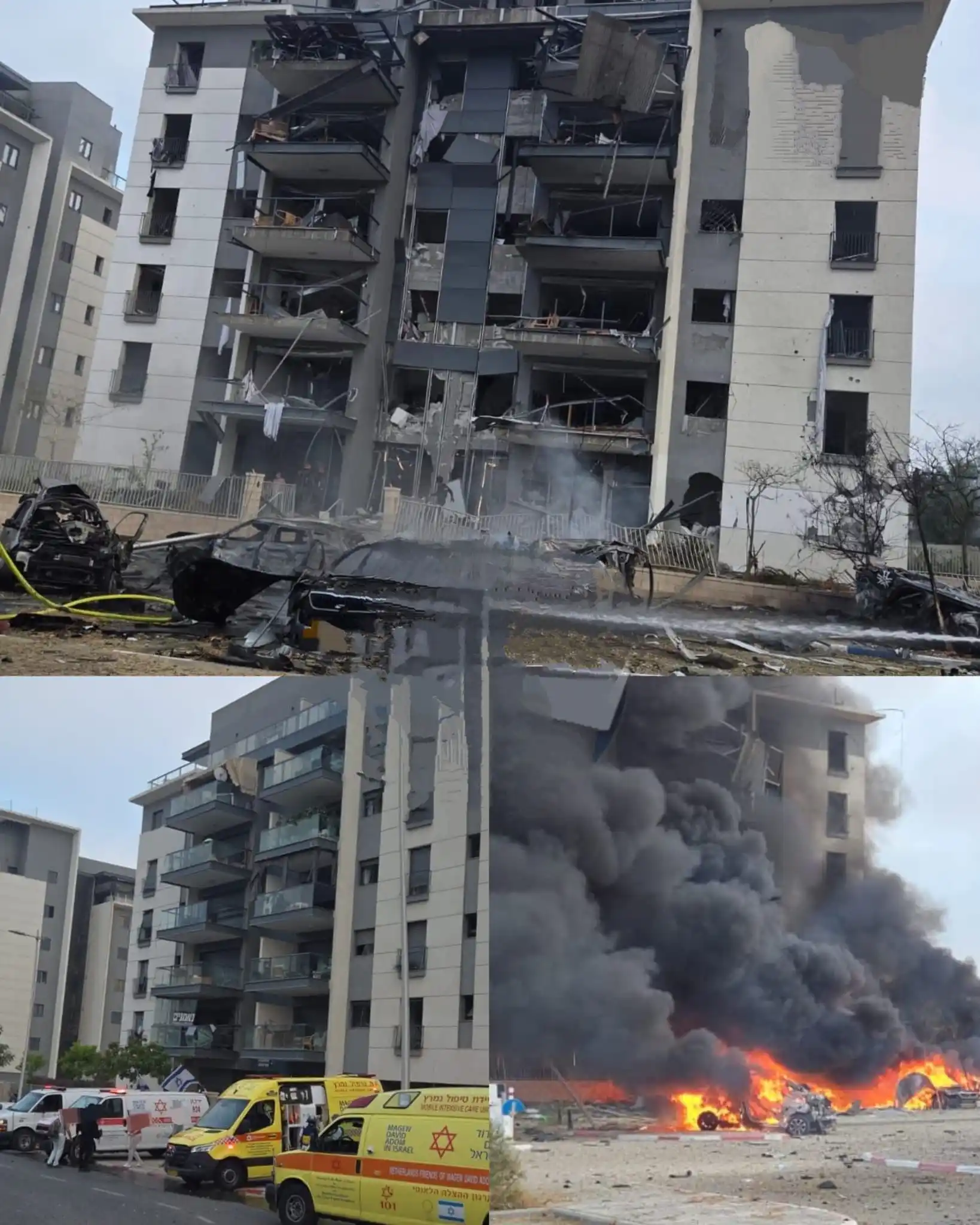 Image from Global News: Heavy damage to apartment building in Beersheva. Bichasdei Hashem as o...