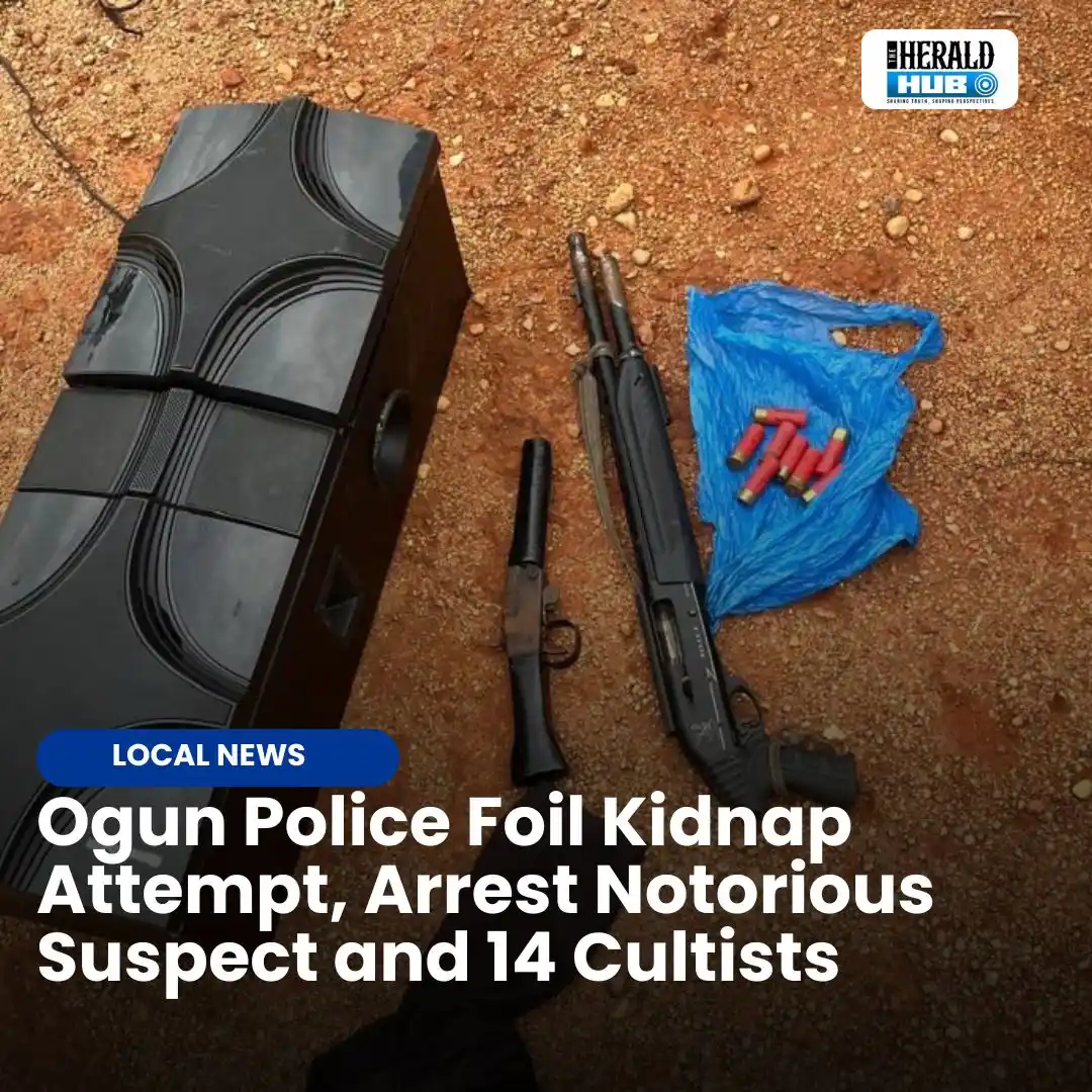 Image from The Herald Hub: *Ogun Police Foil Kidnap Attempt, Arrest Notorious Suspect and 14 Cult...