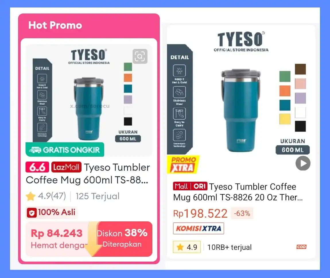Image from DISKON SORECU: tumbler Tyeso TS-8826 600 ml motong koin 38%  di Lazada cuma 84 ribu h...