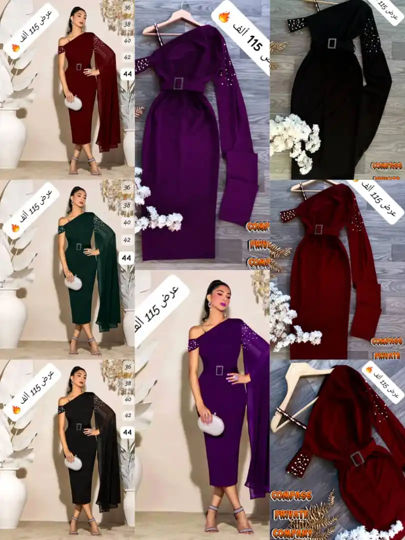 Image from ESO Fashion ♥️👗: السعر المبيع 115 ألف 🔥  فستان بأروع القصات تحلاية لولو مع كم شيفون كو...