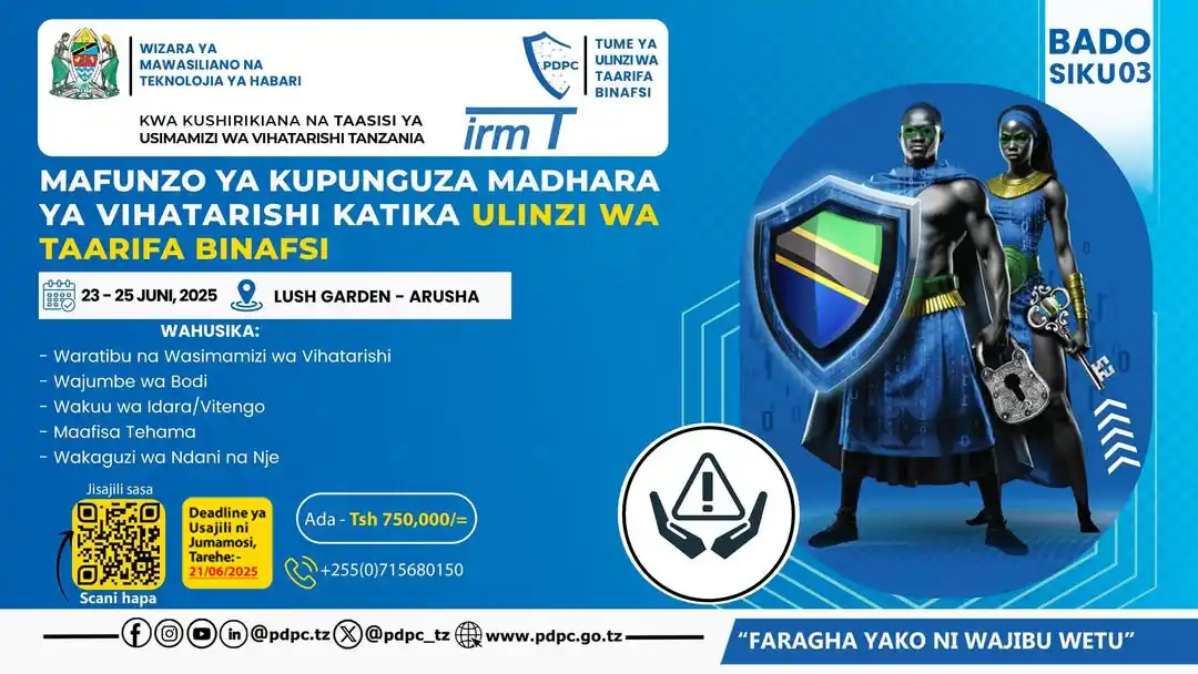 Image from Tume Ya Ulinzi wa Taarifa Binafsi (PDPC): ๐๐๐๐ ๐๐๐๐ ๐๐ Jisajili Kushiriki Mafunzo ya Kupunguza Madhara...