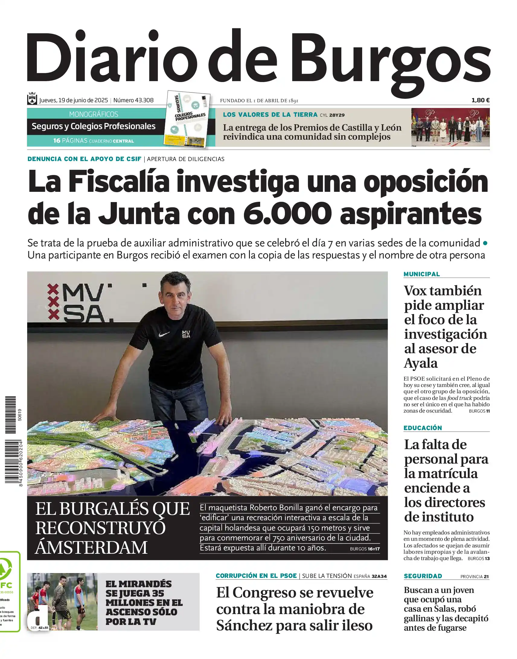 Image from Diario de Burgos: 🗞Buenos días. Esta es la portada de Diario de Burgos de este jueves 1...