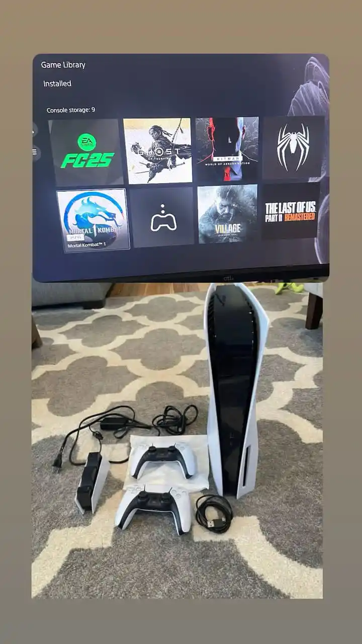 Image from #GOODDEAL433: *Clean ps5 standard … etas 🇺🇸…. Two original controllers… 7 games in...