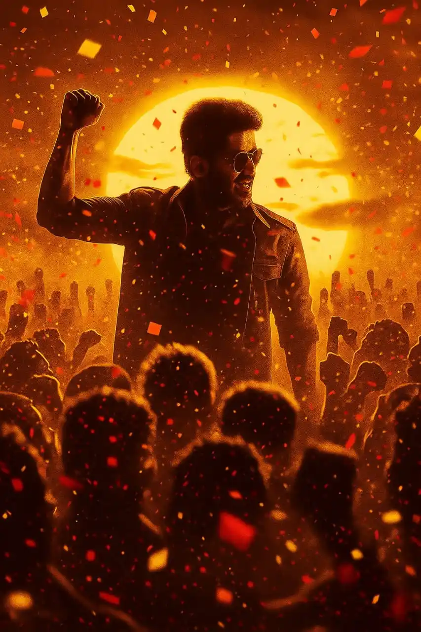 Image from தமிழக வெற்றிக் கழகம் | TVK: "சூரிய அஸ்தமனத்தில் தலைவர் விஜய் உதயமாகிறார்"  “The Sun shall be conqu...