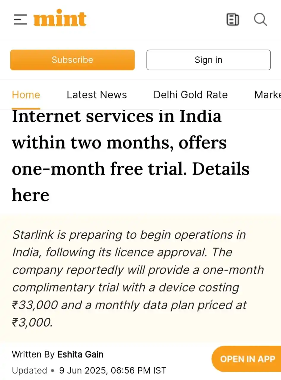 Image from Chambal Diary: Elon Musk की starlink इन्टरनेट facility को लेकर में काफी उत्साहित था.....