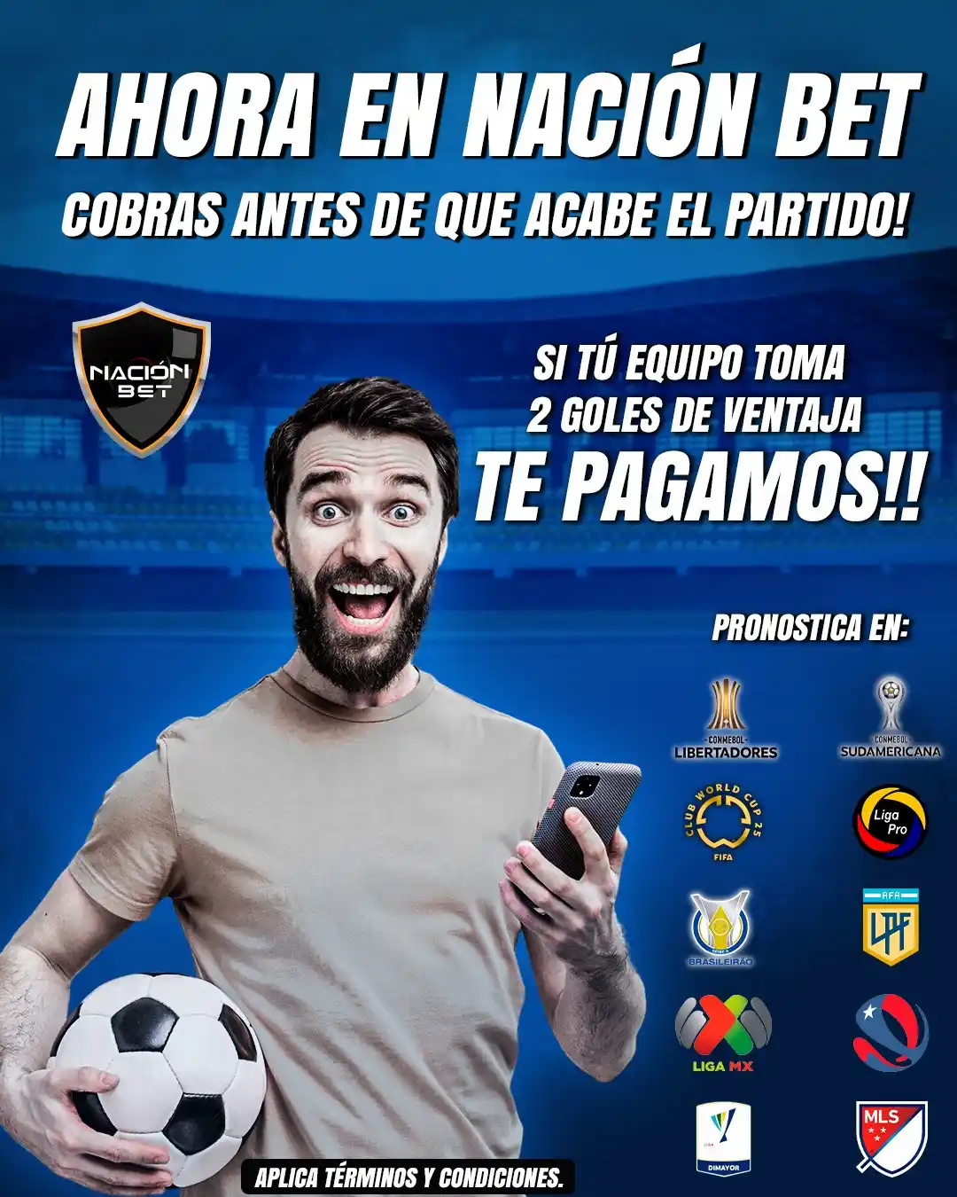 Image from Nación Bet: 🎉 ¡EN NACIÓN BET COBRAS ANTES DE QUE TERMINE EL PARTIDO! ⚽💸 ¿Tu equi...