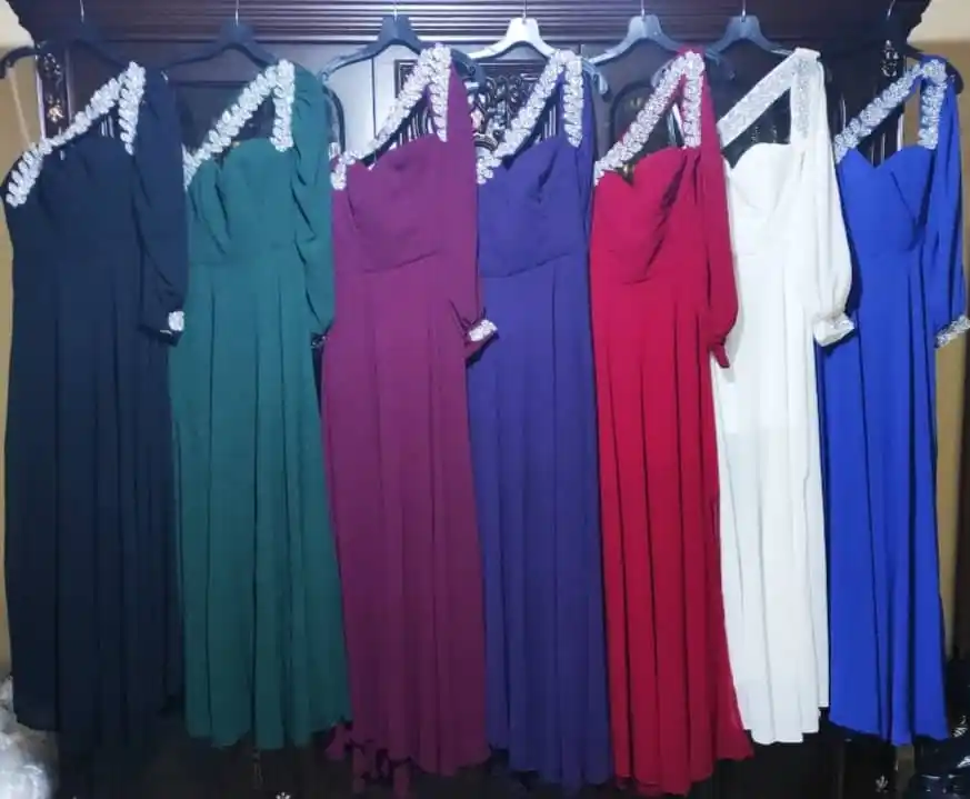 Image from ESO Fashion ♥️👗: فستان كلوش شيفون اجنبي  لزق زريكون فضه اجنبي  ١ / ٢/  ٣٨/٤٠/٤٢/٤٤/٤٦/ ...