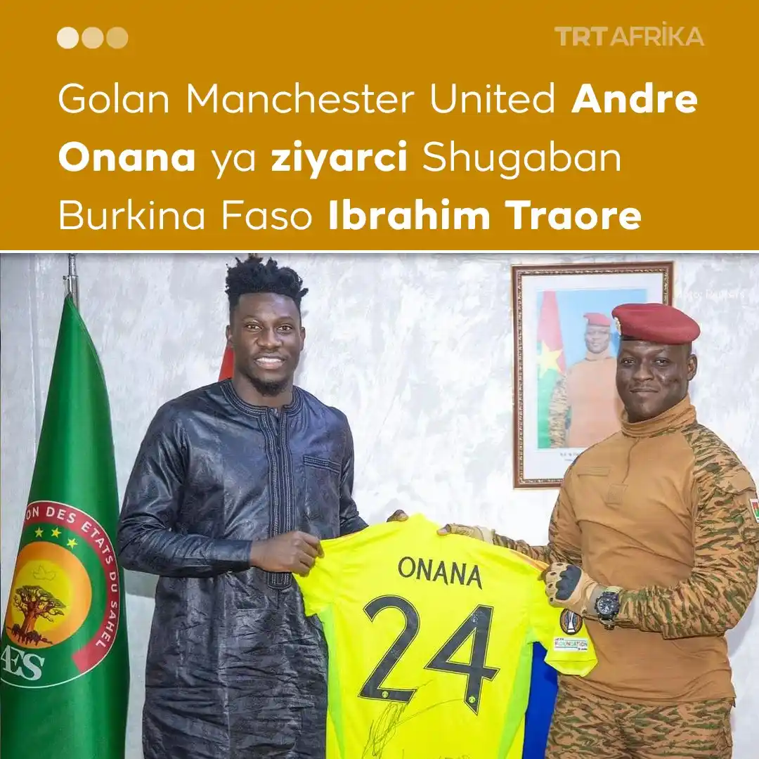 Image from TRT Afrika Hausa: Golan Manchester United, Andre Onana ya ziyarci shugaban kasar burkina...