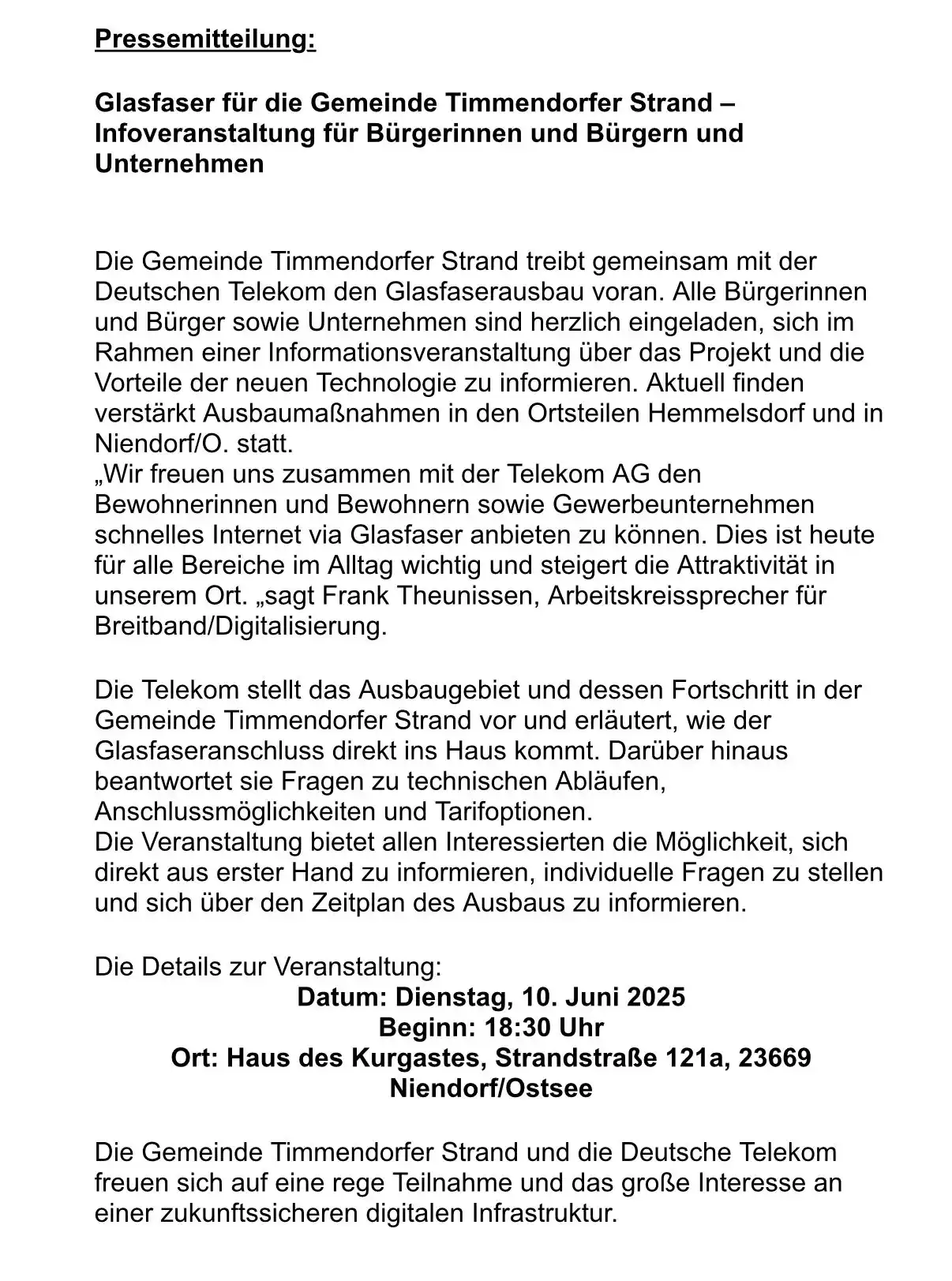 Gemeinde Timmendorfer Strand post