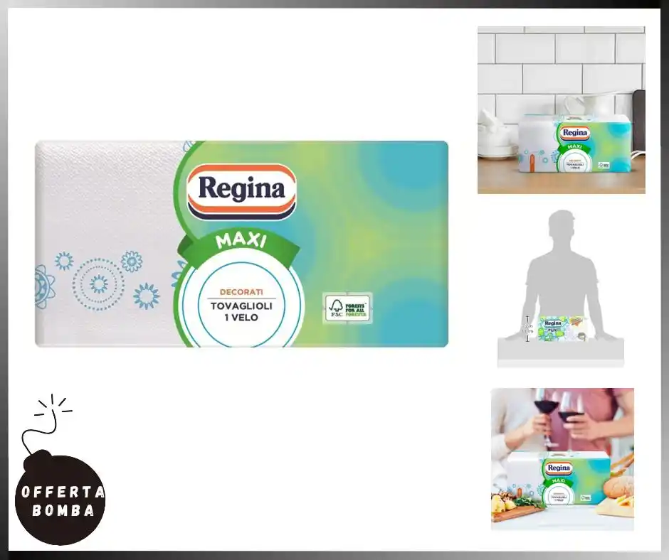 Image from Le Offerte di Joy: ‼️ 𝗢𝗖𝗖𝗛𝗜𝗢 𝗔𝗟 𝗣𝗥𝗘𝗭𝗭𝗢 ‼️  🟢 *Regina Maxi - 250 Tovaglioli...