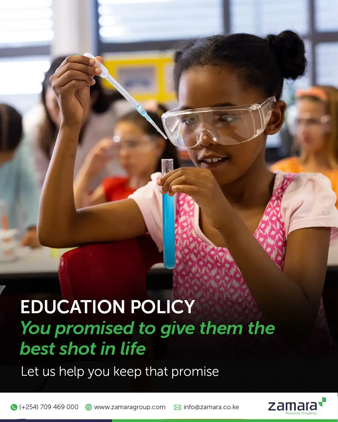 Image from Zamara Group: See that spark in her eyes ? That's the future. Secure your child's ed...