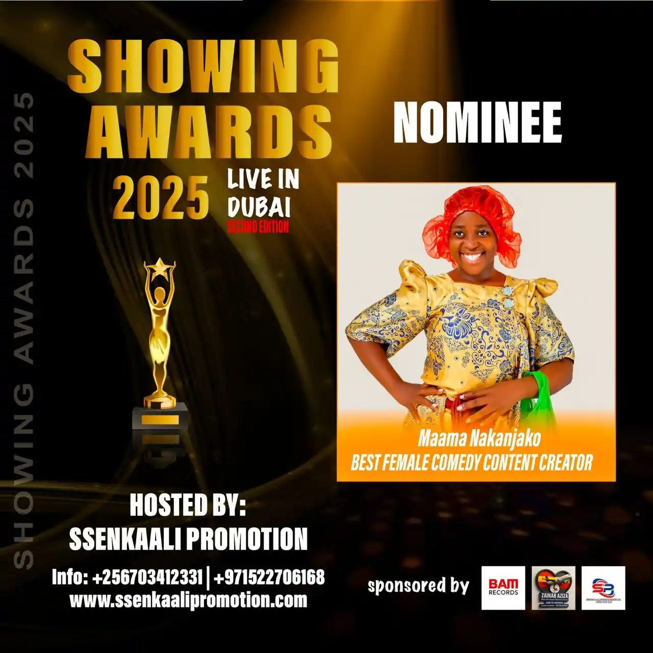 Image from ✨SHOWING AWARDS ✨🦅: Showing awards 2025 Live in Dubai Nominee Maama Nakanjako Female com...