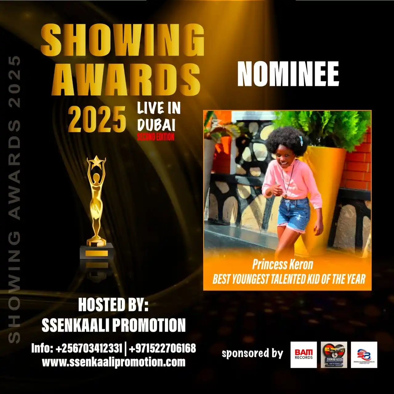 Image from ✨SHOWING AWARDS ✨🦅: Showing awards 2025 Live in Dubai  Nominee  Princess keron  Youngest t...
