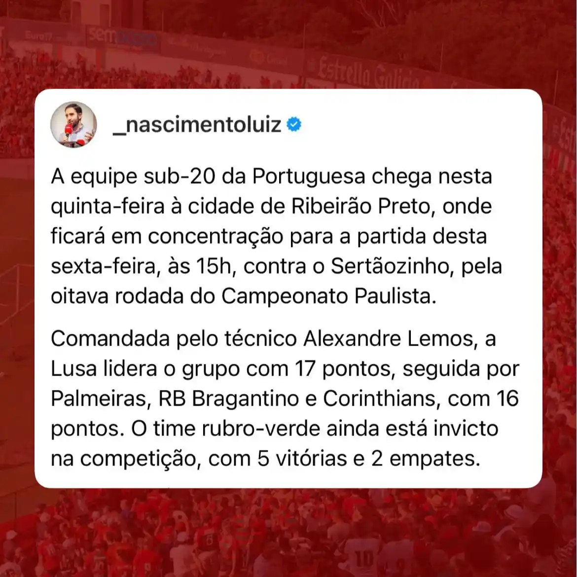 Portuguesa | Luiz Nascimento post