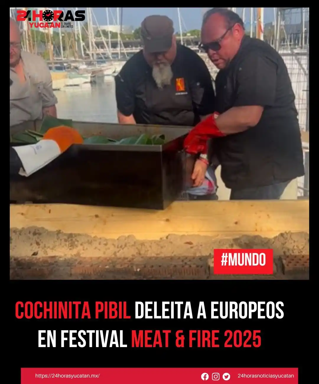 Image from 24 Horas Yucatán: 📍 Cochinita pibil deleita a europeos en festival Meat & Fire 2025.  L...