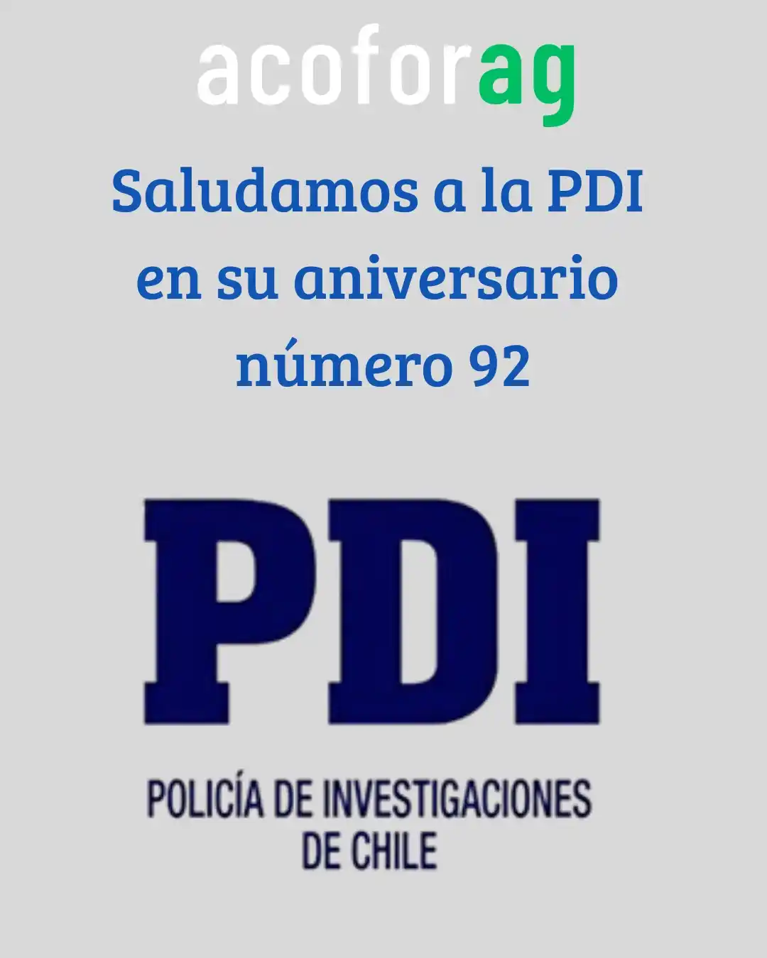 Image from ContratistasForestalesAG: Desde Acoforag saludamos a la Policía de Investigaciones de Chile 👮♂...