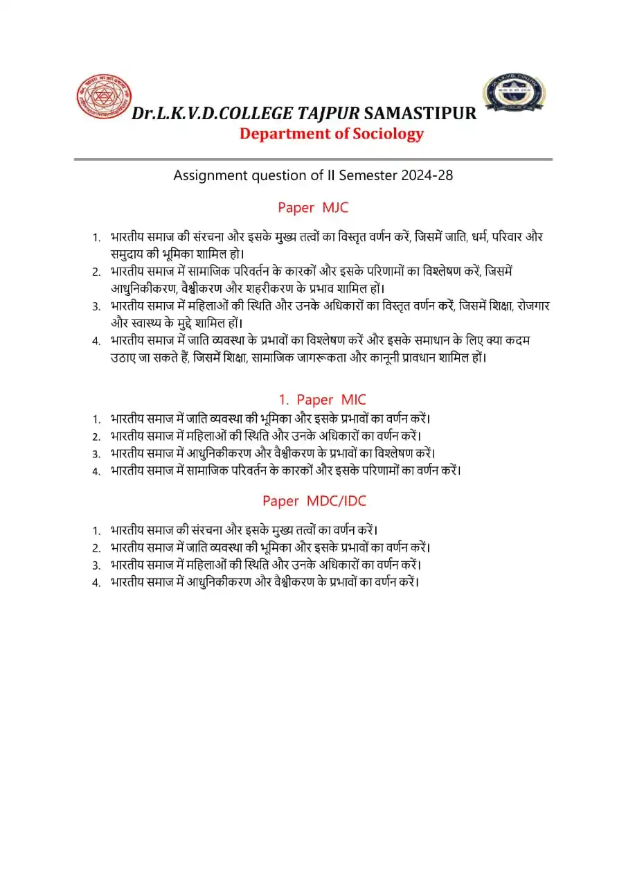 Image from 𝐋𝐍𝐌𝐔 𝐃𝐚𝐫𝐛𝐡𝐚𝐧𝐠𝐚, 𝐁𝐢𝐡𝐚𝐫: *📍Dr. L.K.V.D. College, Samastipur📍*  UG Sem-2, Session 2024-28  Soc...