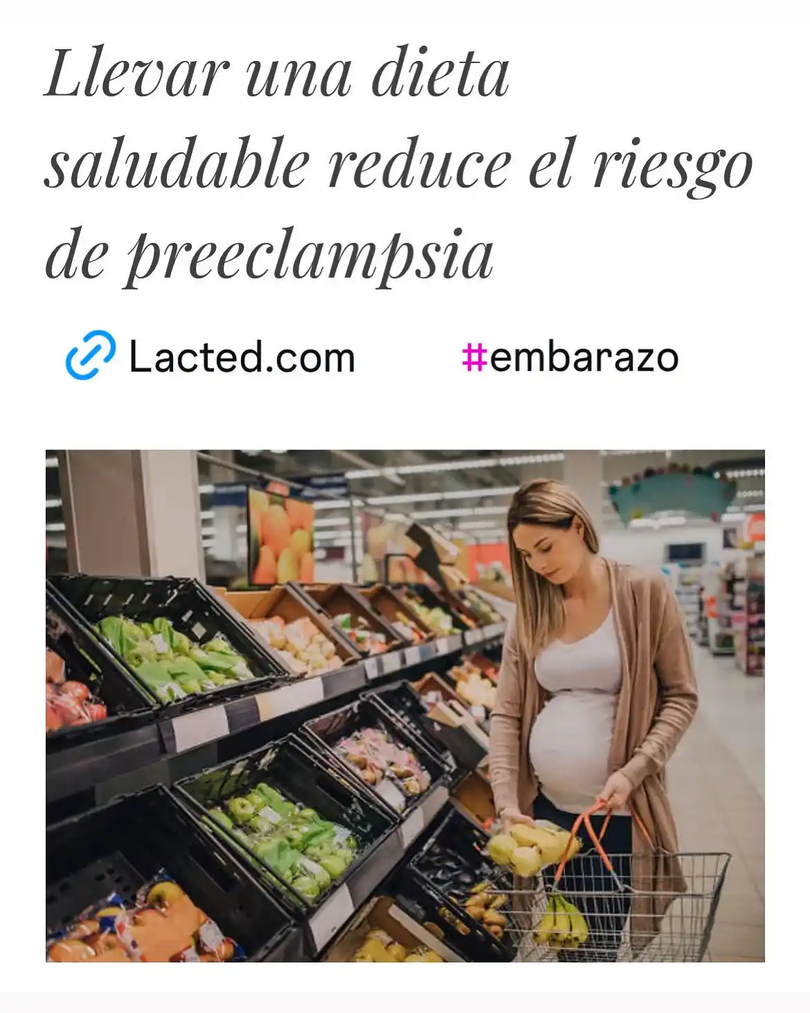 Image from Lacted: Llevar una dieta saludable reduce el riesgo de preeclampsia  https://w...