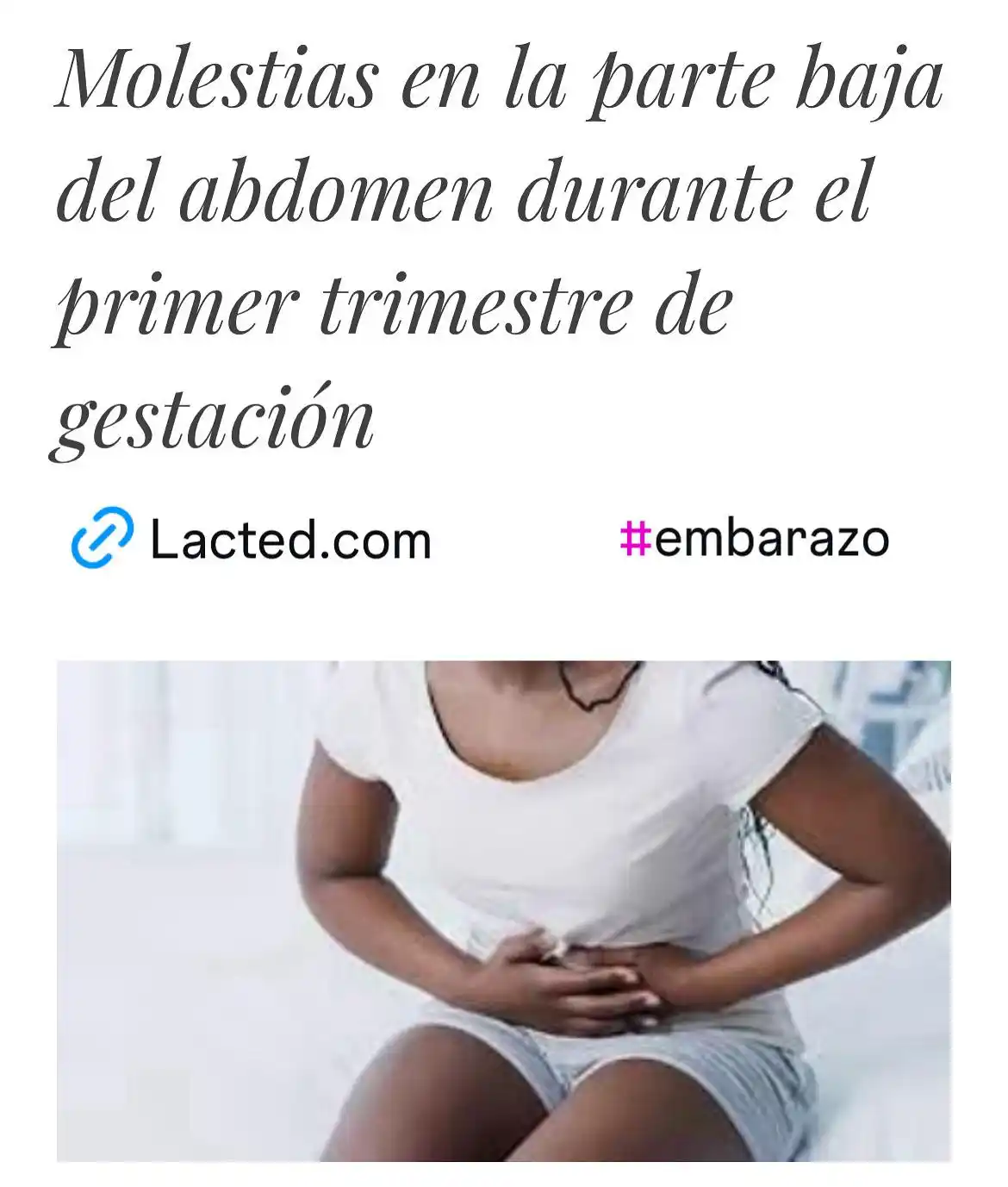 Image from Lacted: Molestias en la parte baja del abdomen durante el primer trimestre de ...