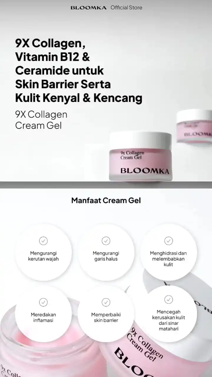 Image from Katalog Jastipin.zaa: 🌸 *PROMO BLOOMKA @ JXB!* 🌸 ✨ 9X Collagen Cream Gel 💰 Rp35.000 aja!...