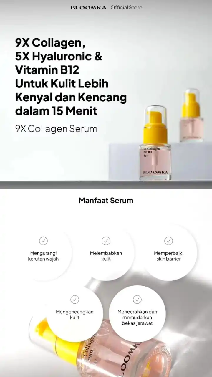 Image from Katalog Jastipin.zaa: 🌸 *PROMO BLOOMKA @ JXB!* 🌸 ✨ 9X Collagen Serum 💰 Rp35.000 aja! Fee...