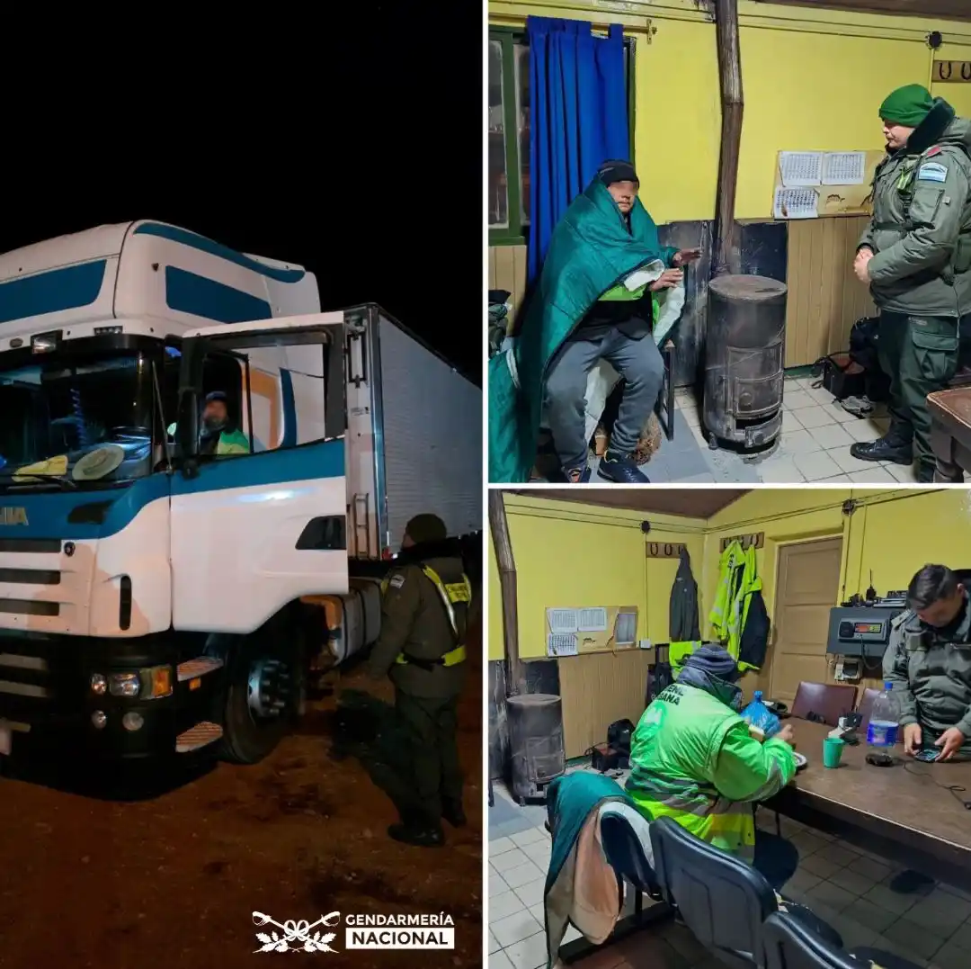 Image from Gendarmería Nacional Argentina: ⭕ Protección civil: Mendoza *Asistieron a un camionero en Alta Montaña...