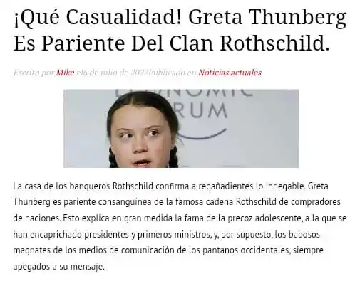 Image from DIVERGENTES: ¡Qué casualidad! Greta Thunberg es pariente del clan Rothschild. https...
