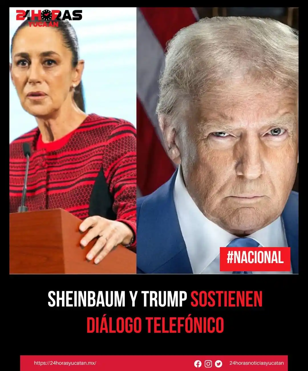 Image from 24 Horas Yucatán: 📍 Sheinbaum y Trump sostienen diálogo telefónico. La nota 👉 https:/...
