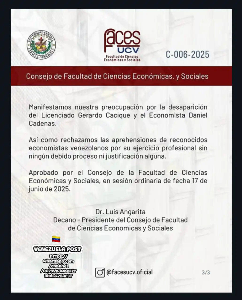 Image from VENEZUELA POST: ...Únete al Canal VENEZUELA POST https://whatsapp.com/channel/0029V...