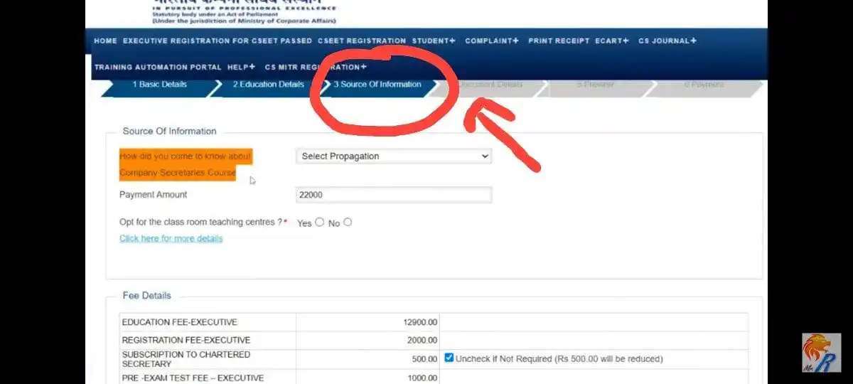 Image from I Am CS: When you come to the 3 slide while registering for CS EXECUTIVE progra...