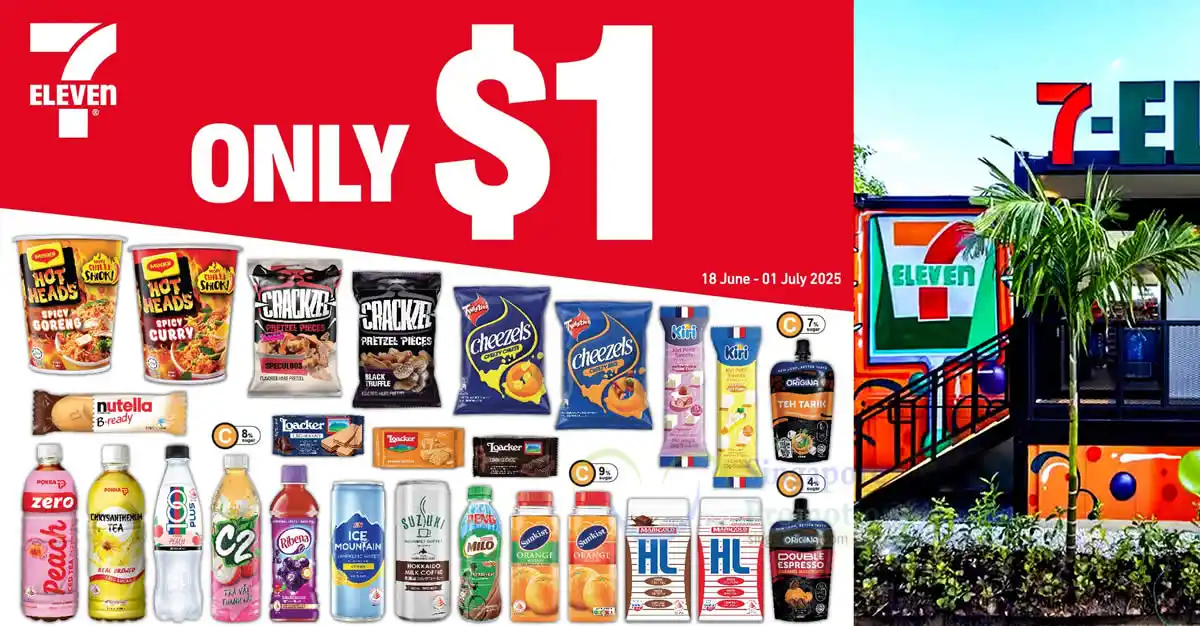 Image from SINGPromos: *7-Eleven's Latest $1 Promo* Has Milo, 100Plus, Loacker, Maggi, Nutell...