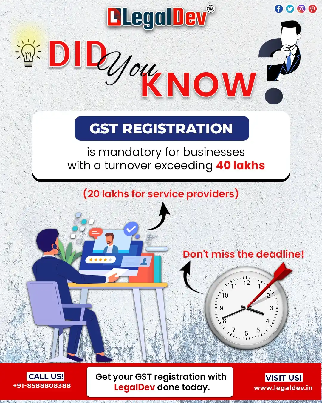 Image from LegalDev Tax Services & Consultancy: 🚨 Attention Business Owners! 📈 Turnover over ₹40L? Then GST registr...