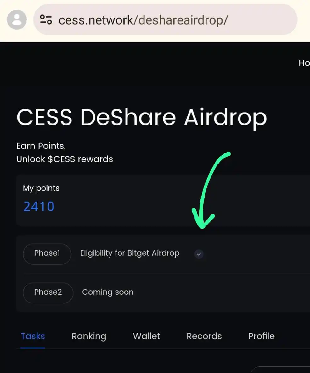 Image from 𝐌𝐀 𝐖𝐄𝐁𝟑.𝟎 🌎: ```🔰Cess Airdrop Update```  • Cess Conversation & Deposit Start.  Mai...