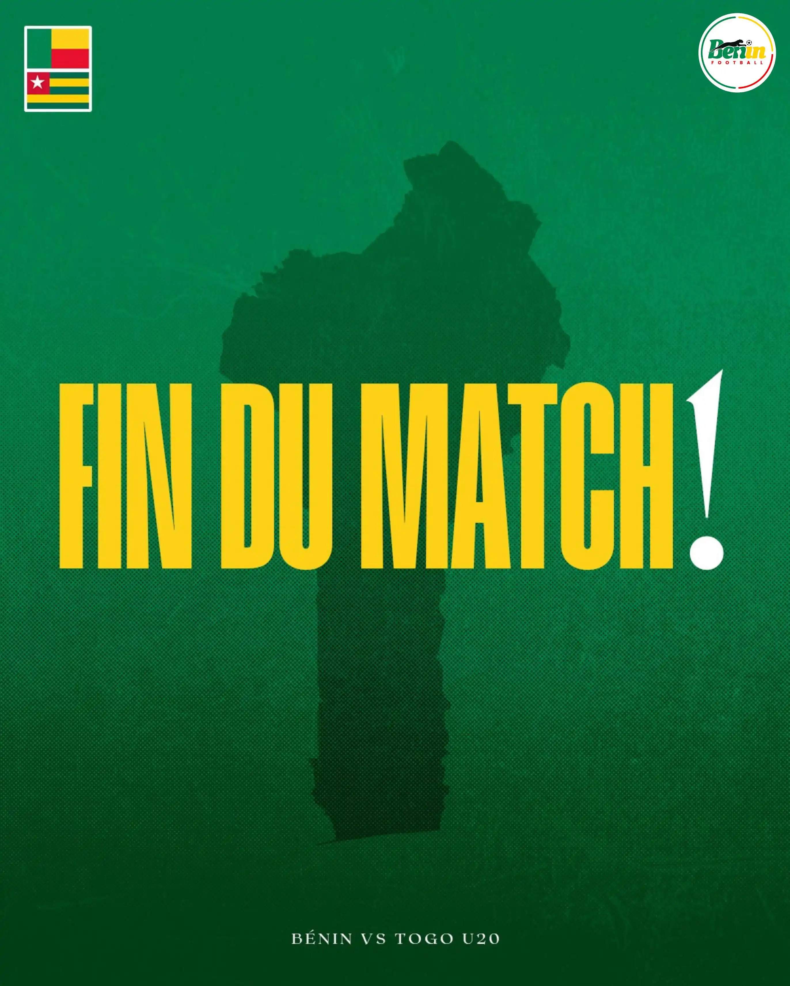 Image from BÉNIN FOOTBALL 🇧🇯🐆: 🔚 Fin du match amical international (U20) Les Guépards U20 concèdent ...