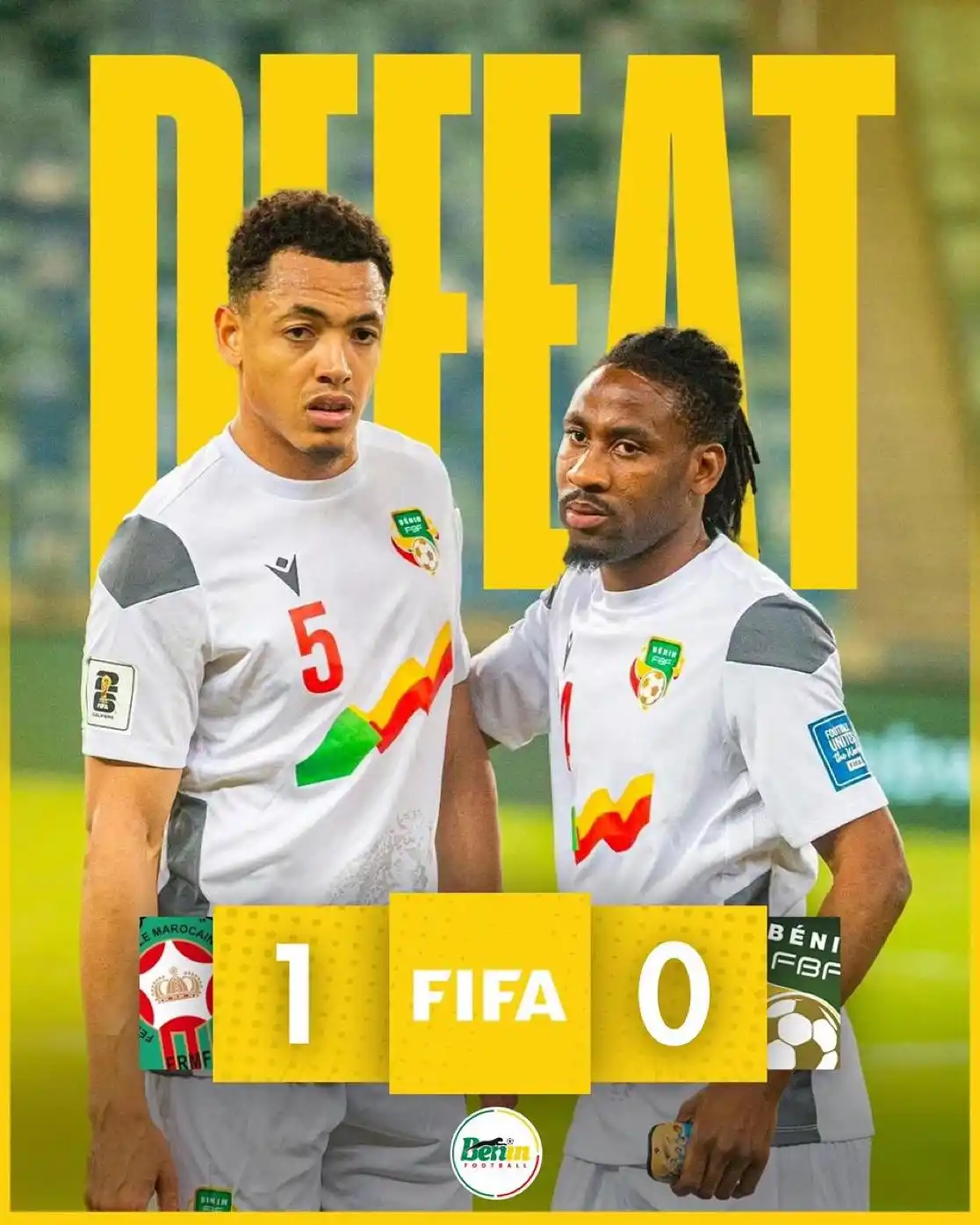Image from BÉNIN FOOTBALL 🇧🇯🐆: 🔚 Fin du match, défaite 1-0 pour les Guépards du Bénin. Une rencontre...