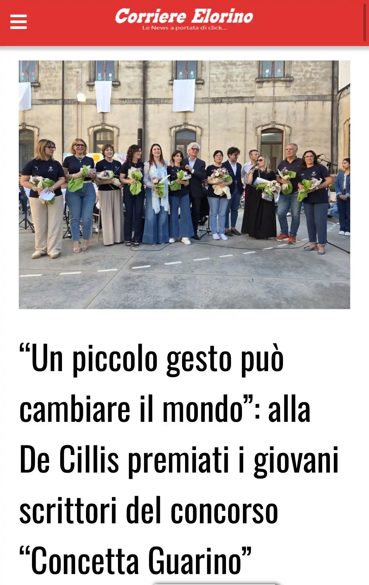 Image from Corriere Elorino: https://www.corriereelorino.it/un-piccolo-gesto-puo-cambiare-il-mondo-...