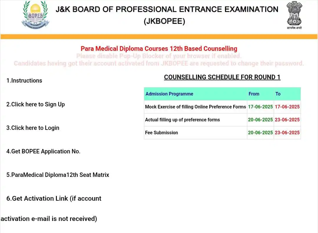 Image from Pixels.Co Education: *JKBOPEE*  *Para Medical Diploma Courses 12th Based Counselling.*  *Th...