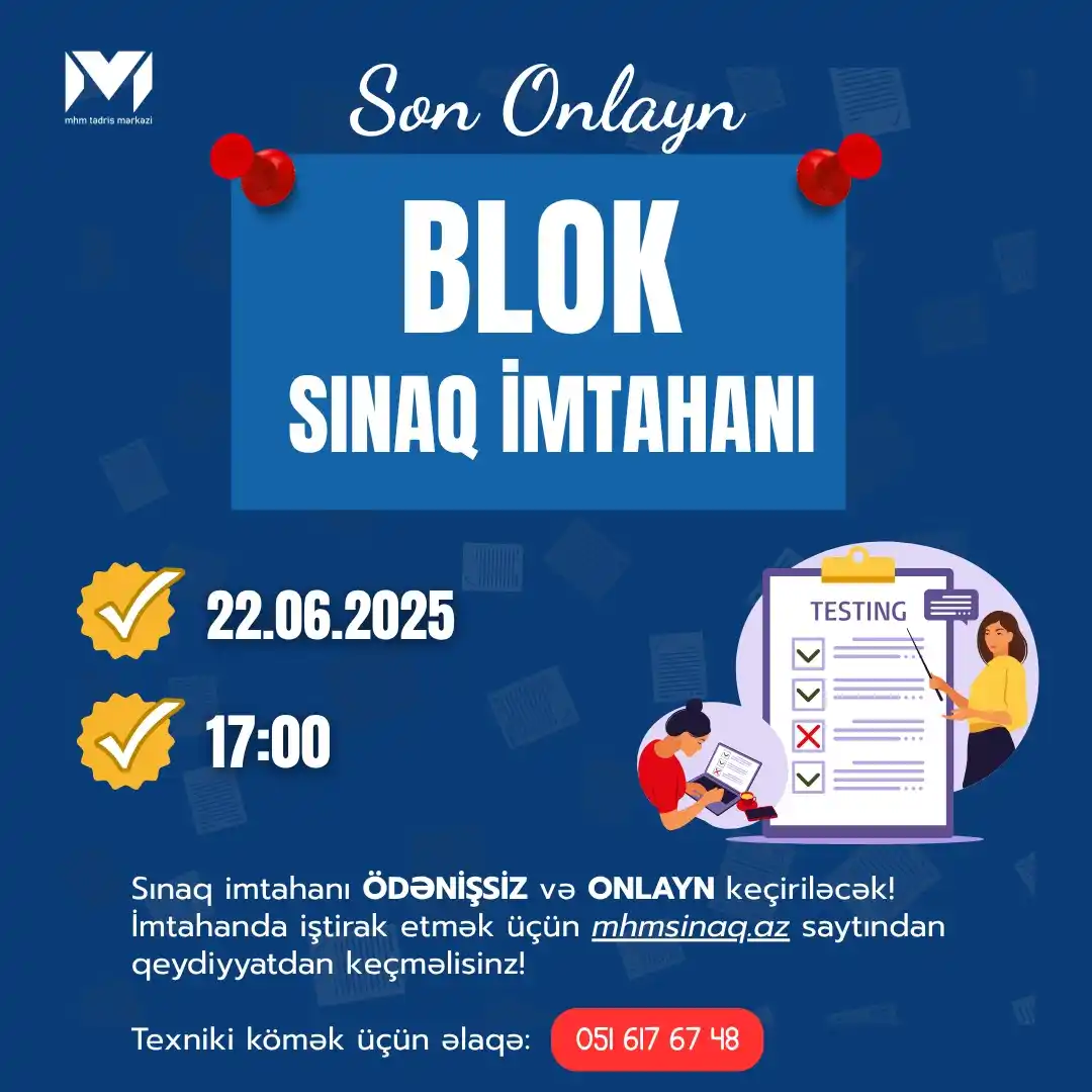 Image from MHM Abituriyent Şöbəsi: MHM Tədris Mərkəzi tərəfindən abituriyentlər üçün Blok imtahanı proqra...