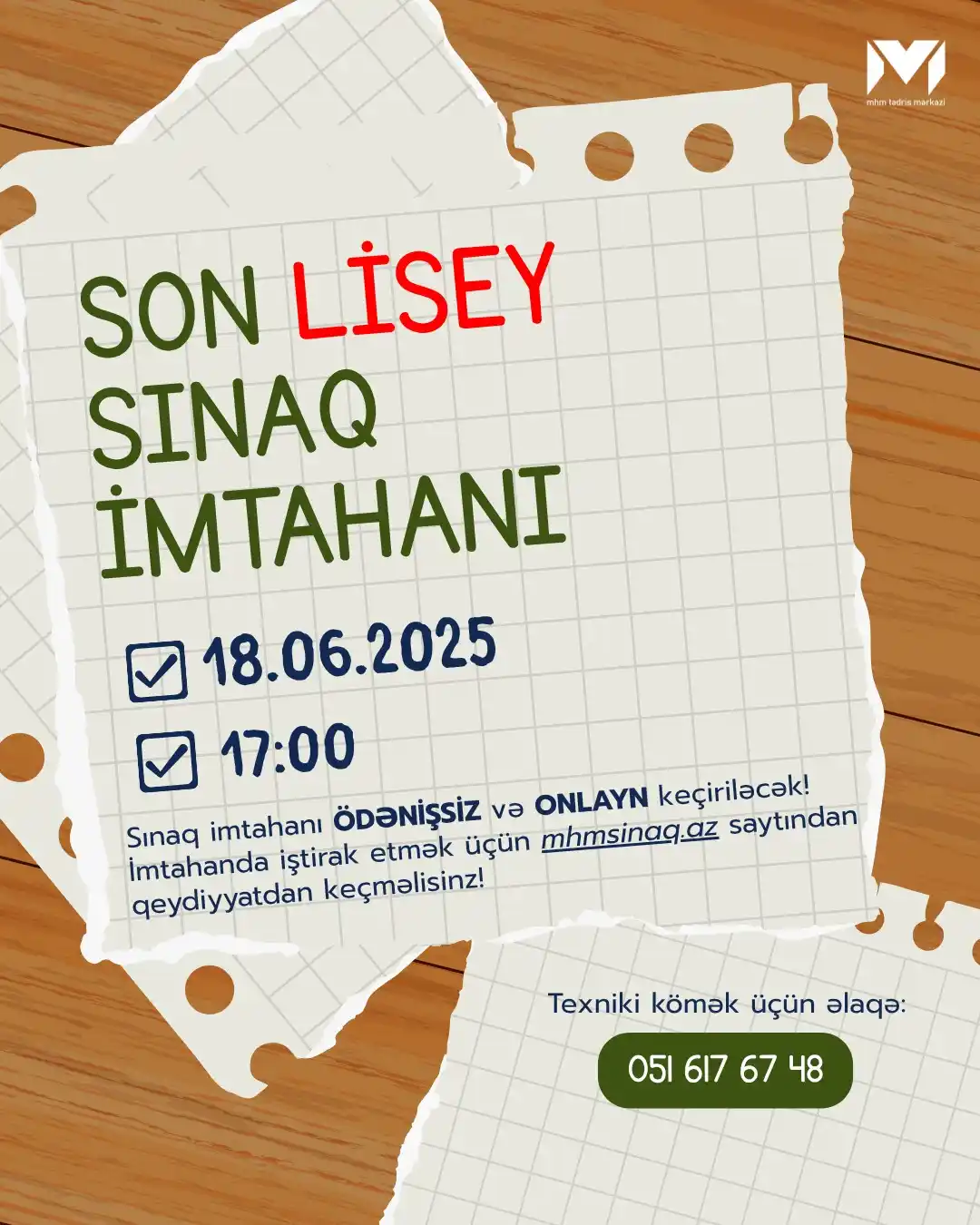 Image from MHM Abituriyent Şöbəsi: 🤩 MHM Tədris Mərkəzi tərəfindən şagirdlər üçün Lisey sınaq imtahanı k...