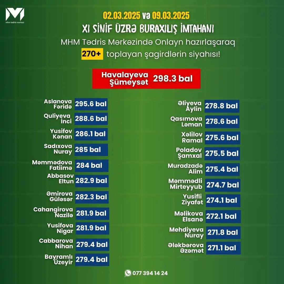 Image from MHM Abituriyent Şöbəsi: 😎 MHM Tədris Mərkəzində ONLAYN hazırlaşaraq 02.03.2025 və 09.03.2025 ...