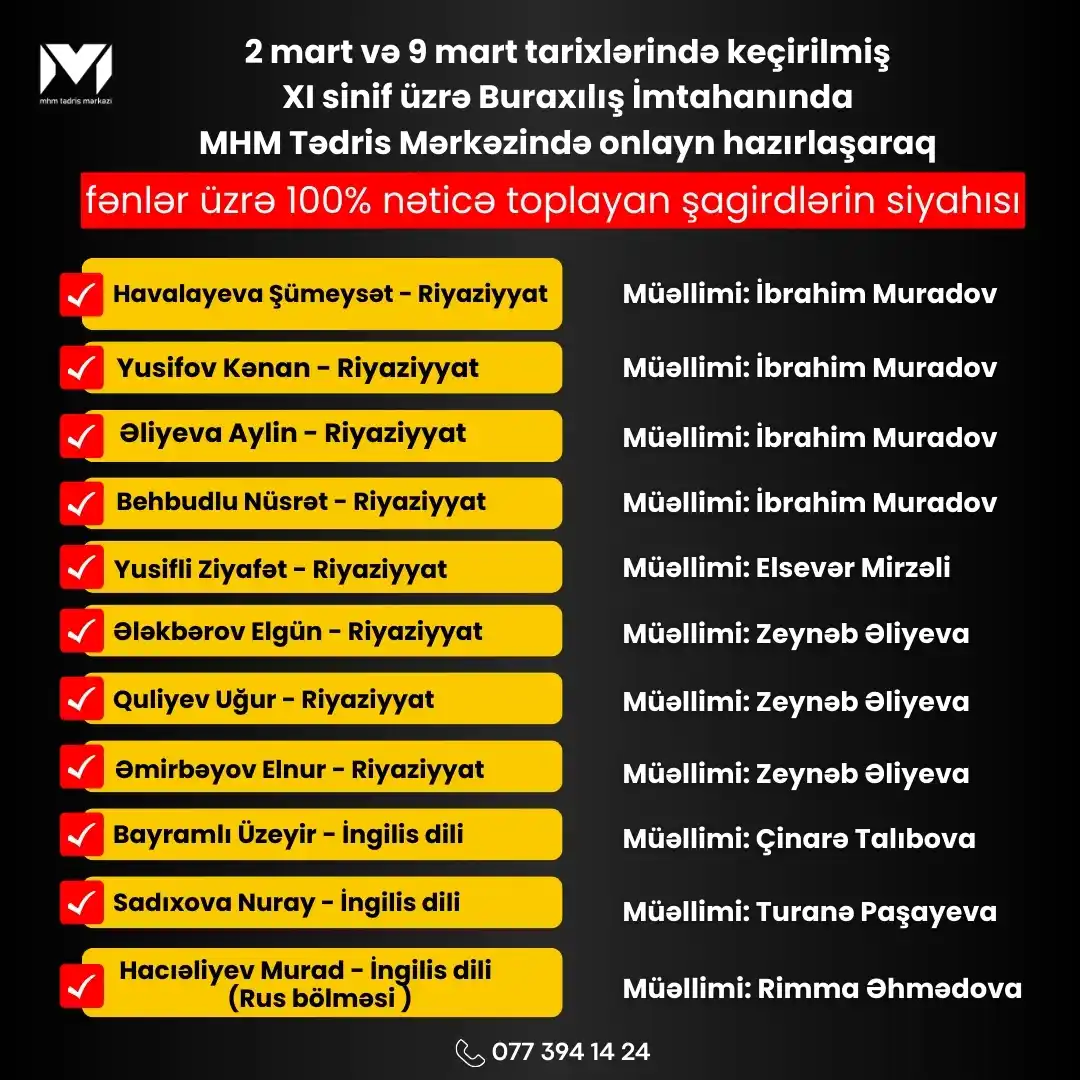 Image from MHM Abituriyent Şöbəsi: 😎 MHM Tədris Mərkəzində ONLAYN hazırlaşaraq 2 mart və 9 mart tarixlər...