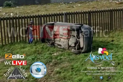 Image from WCLive Traffic & Safety Alerts: MVA: R300 Southbound after Van Riebeeck Rd  Vehicle overturned  Servic...