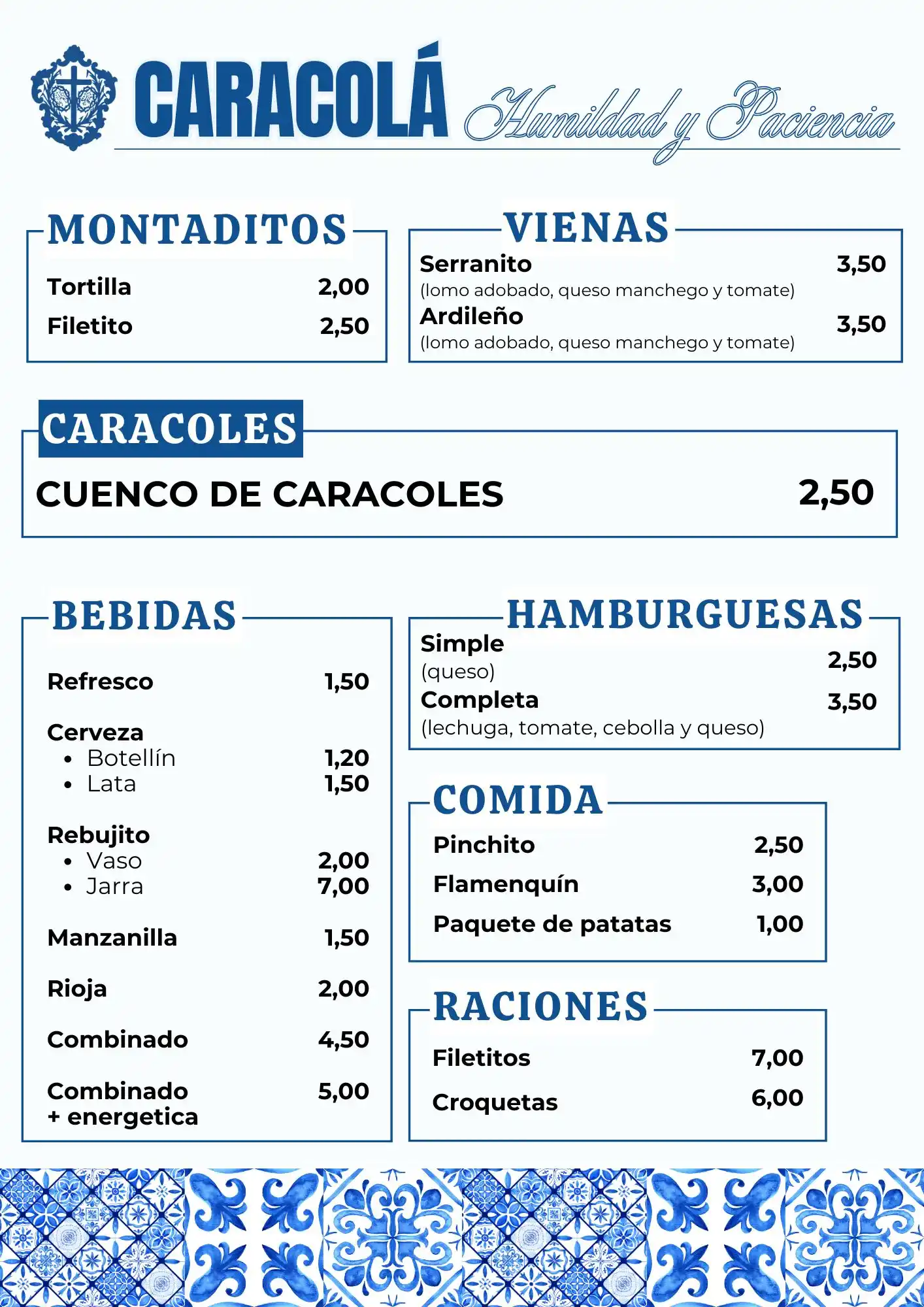 Image from Hermandad de Humildad y Paciencia: 🐌🍽️ 𝗡𝗨𝗘𝗦𝗧𝗥𝗔 𝗖𝗔𝗥𝗧𝗔  Compartimos nuestra carta de la carac...