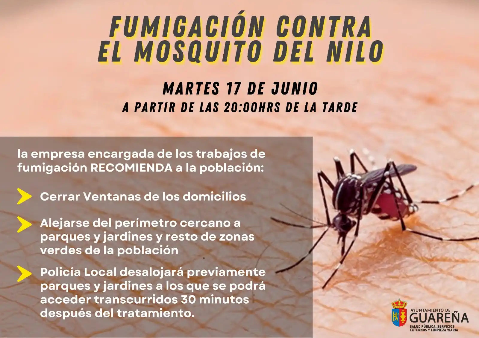 Image from #Guareña: 🟥🟥 RECORDAMOS que esta tarde, a partir de las 20hrs, se realizarán t...