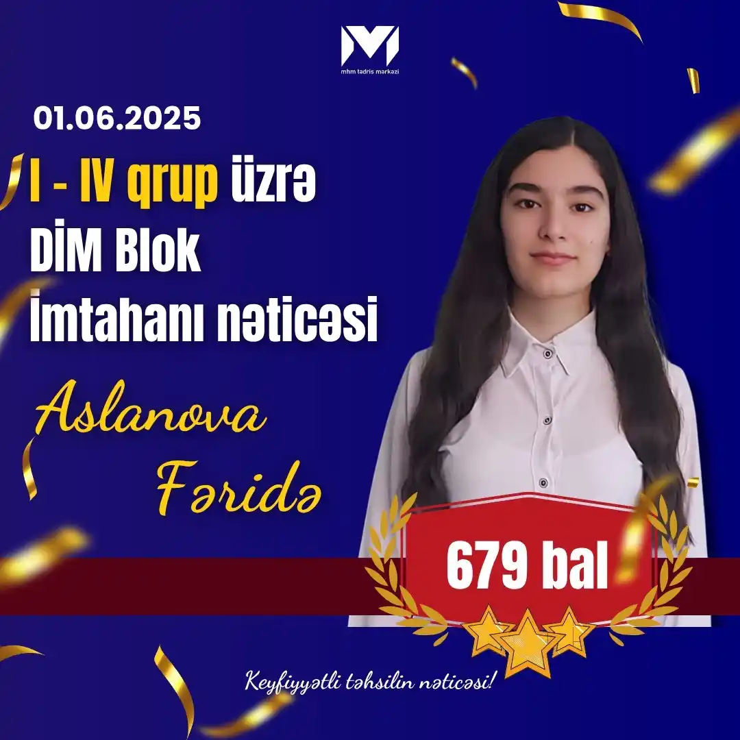 Image from MHM Abituriyent Şöbəsi: Tanıyın!!! 🤩 MHM Tədris Mərkəzində Onlayn hazırlaşıb, 01.06.2025 tar...