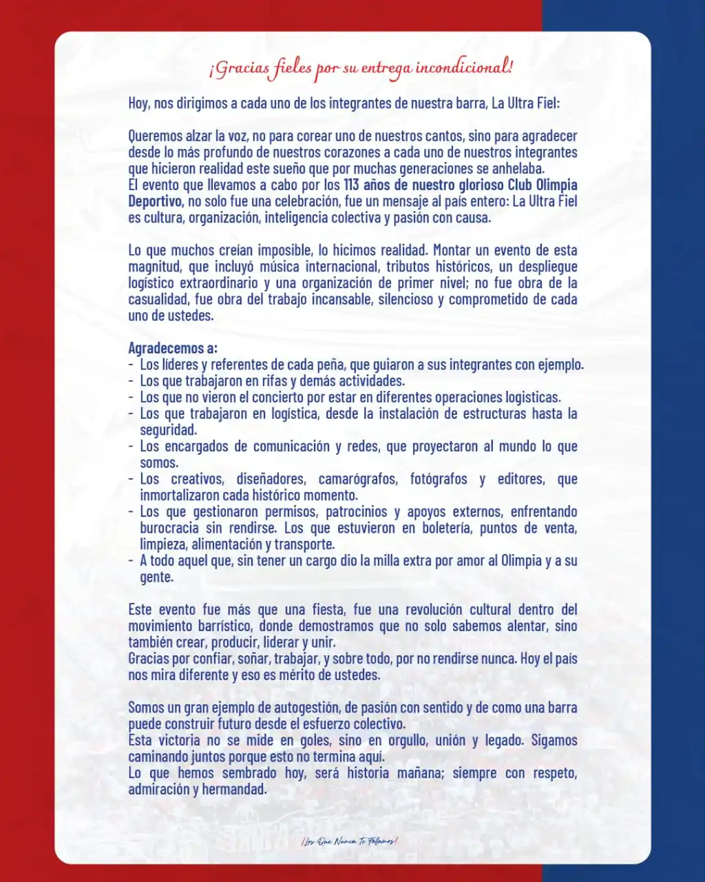 Image from La Ultra Fiel: ¡AGRADECIMIENTO! 🤝🦁  <a class="text-blue-500 hover:underline cursor-...